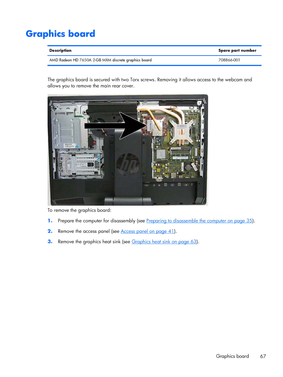 HP Promo 800 G1 E1Z80UTABA, Promo 800 G1 E1Z82UTABA, E2A03UT E2A03UT#ABA, E1Z80UT E1Z80UT#ABA manual Graphics board 