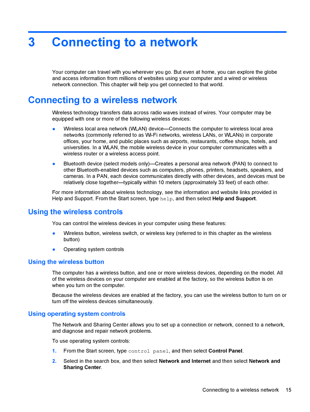 HP Provantage F3F15UA#ABA manual Connecting to a network, Connecting to a wireless network, Using the wireless controls 