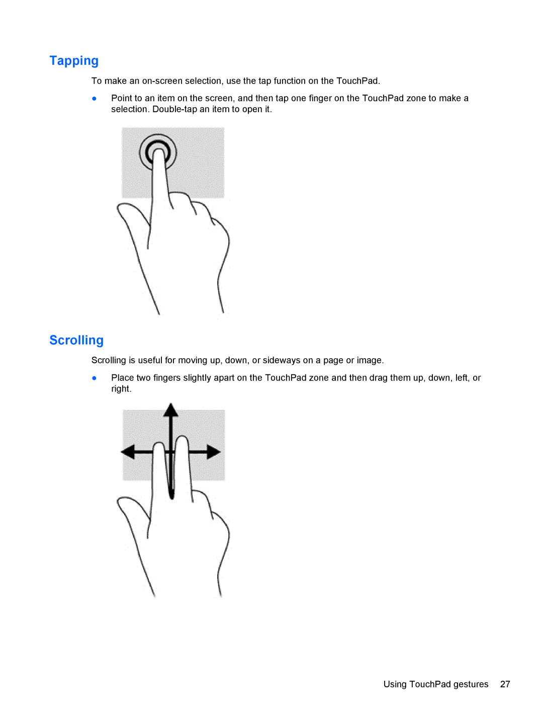 HP Provantage F3F15UA#ABA manual Tapping, Scrolling 