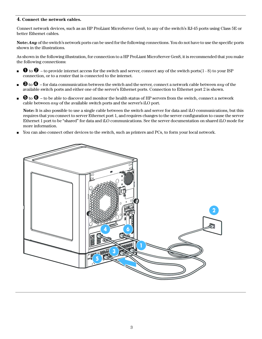 HP Ps1810-8g J9833AABA manual Connect the network cables 