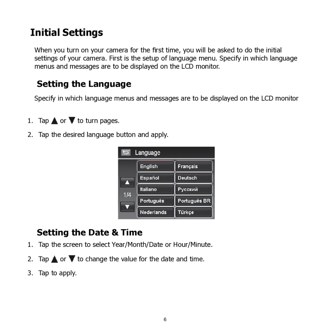 HP PW460t manual Initial Settings, Setting the Language, Setting the Date & Time 