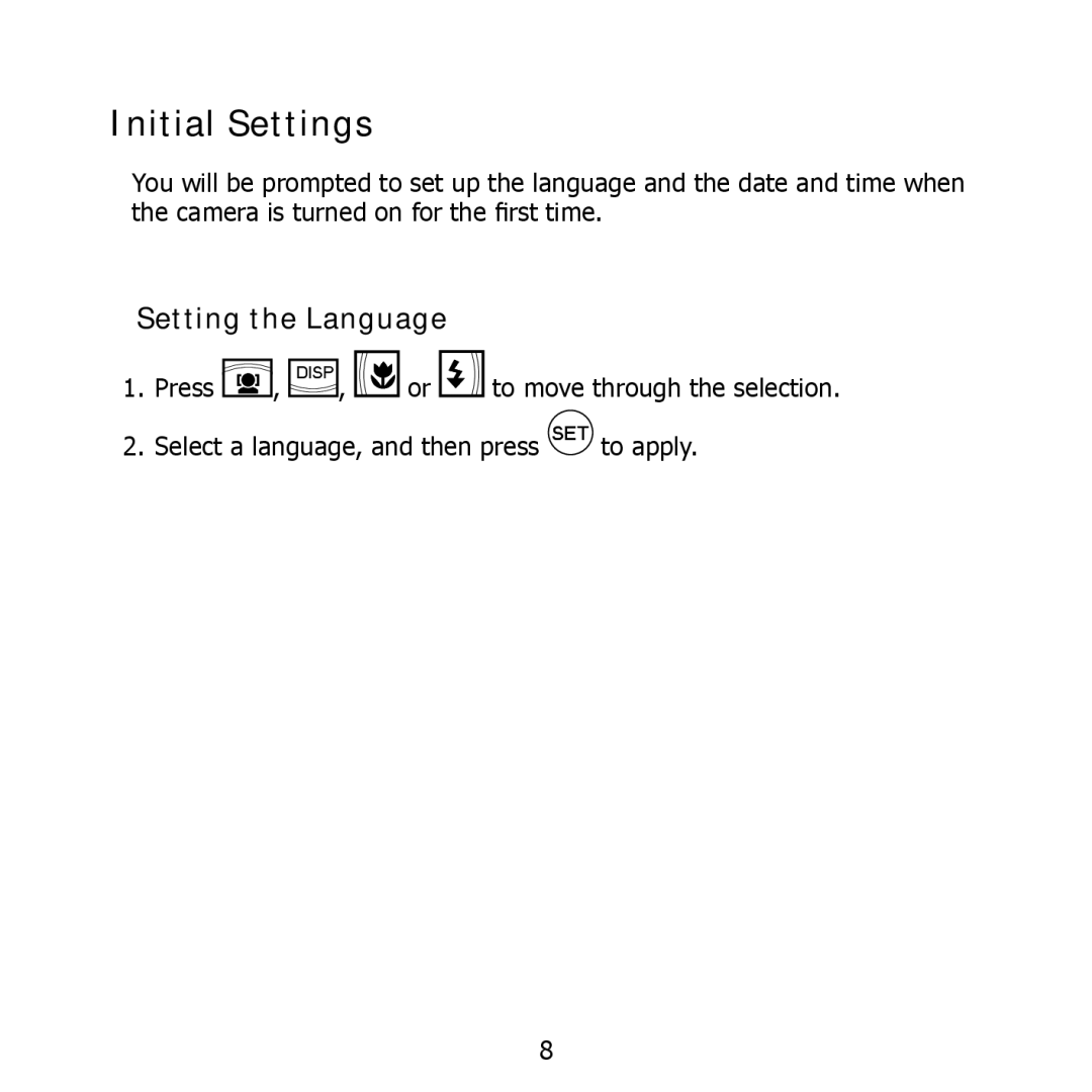 HP PW550 manual Initial Settings, Setting the Language 