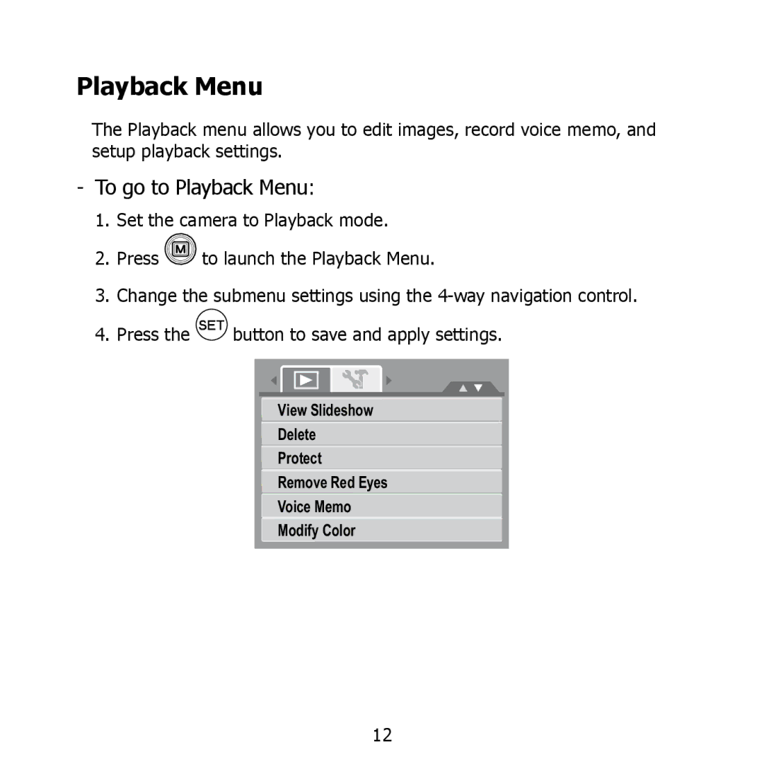 HP PW550 manual To go to Playback Menu 