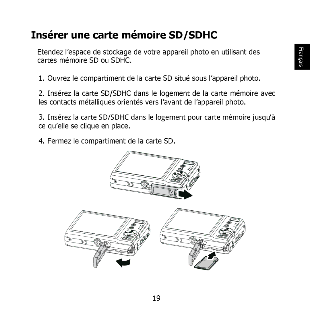 HP PW550 manual Insérer une carte mémoire SD/SDHC 