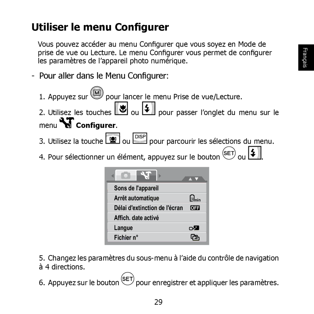 HP PW550 manual Utiliser le menu Configurer, Pour aller dans le Menu Configurer 