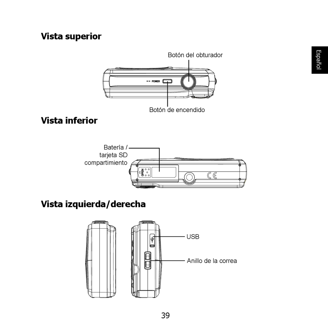 HP PW550 manual Vista superior, Vista inferior, Vista izquierda/derecha 