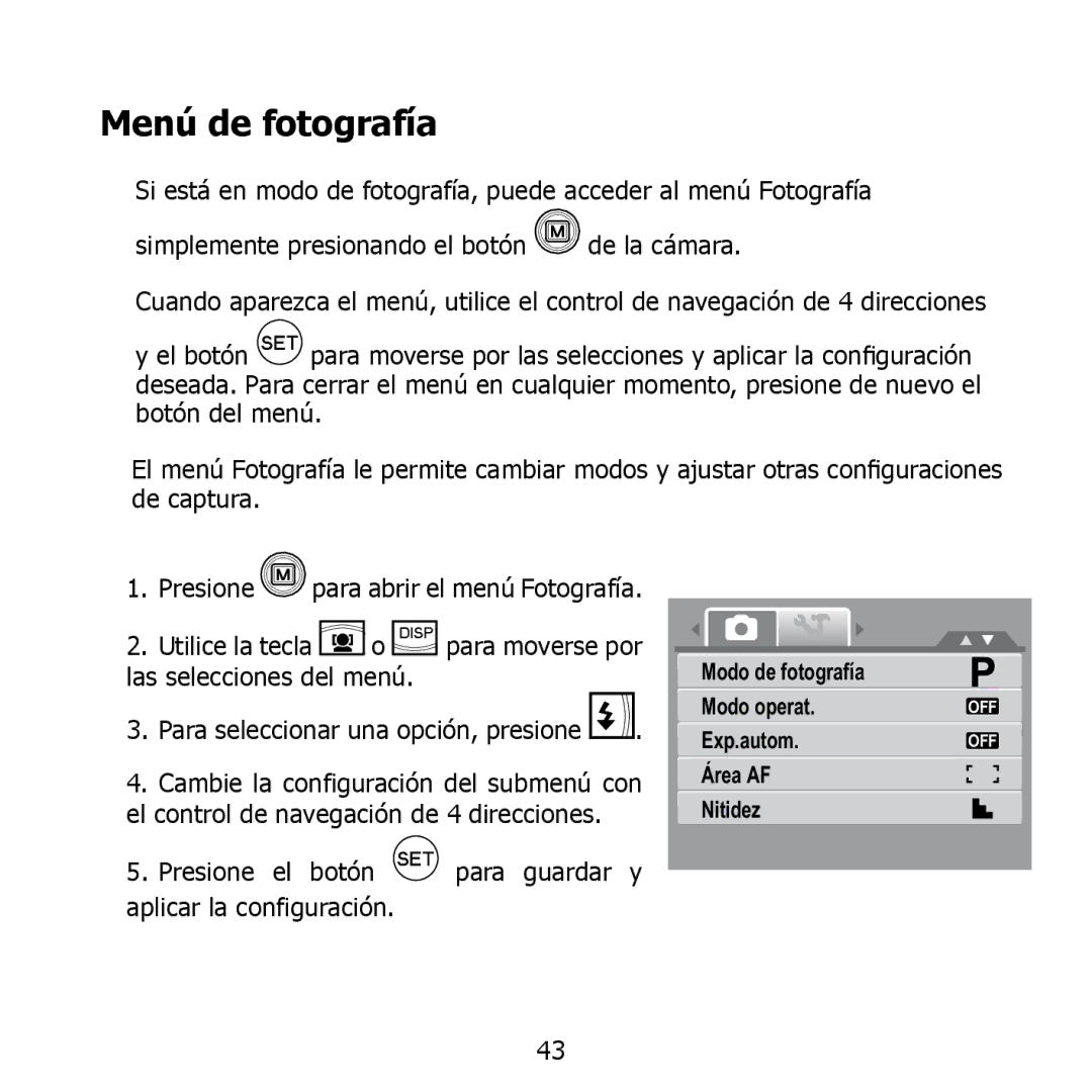 HP PW550 manual Menú de fotografía 