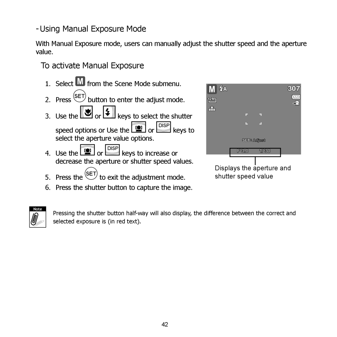 HP PW550 manual Using Manual Exposure Mode, To activate Manual Exposure 