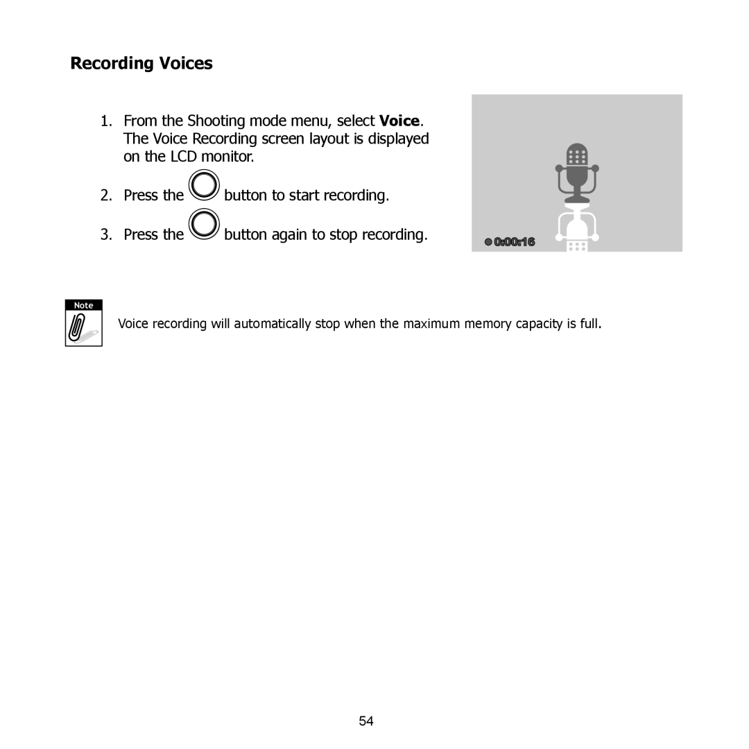 HP PW550 manual Recording Voices 