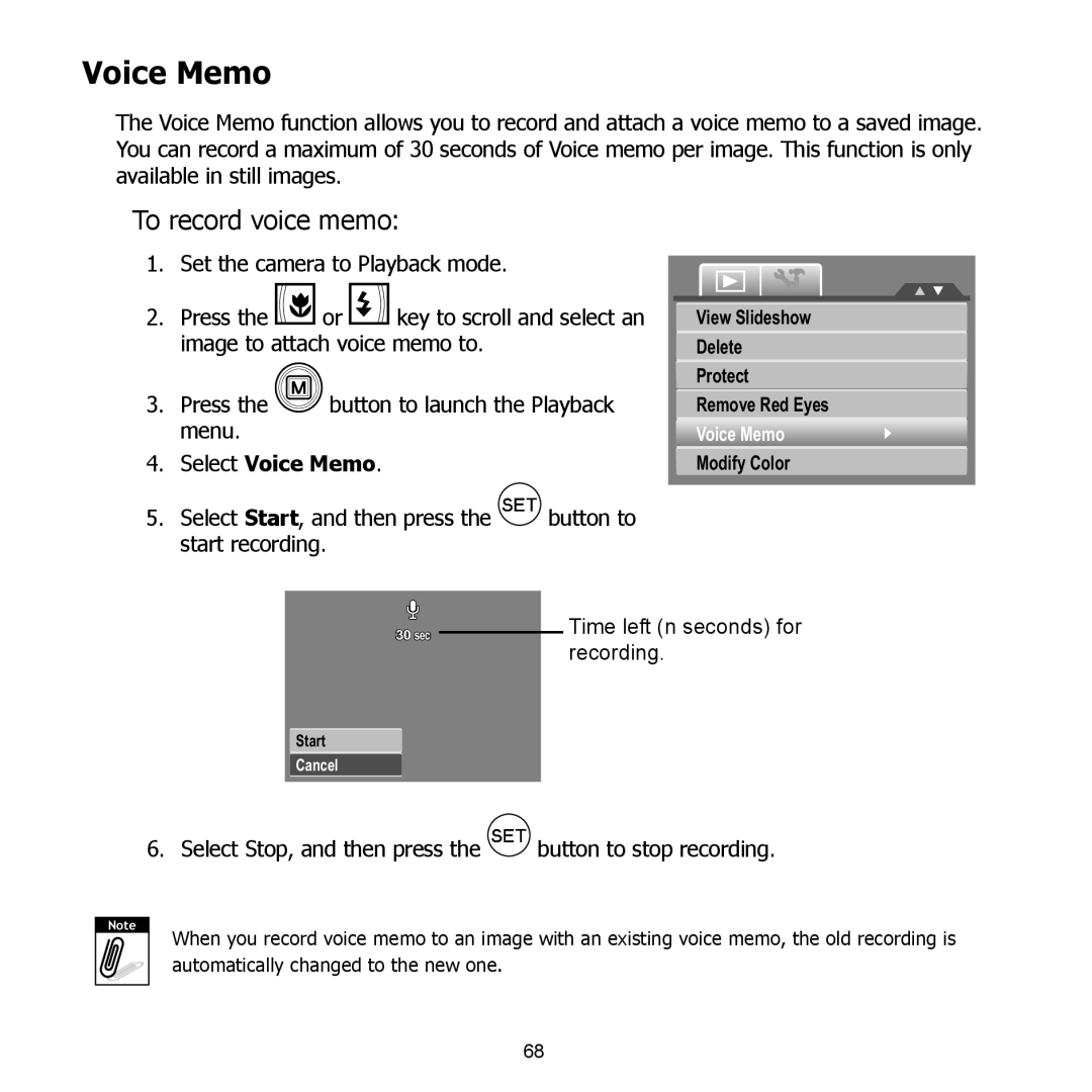 HP PW550 manual Voice Memo, To record voice memo 