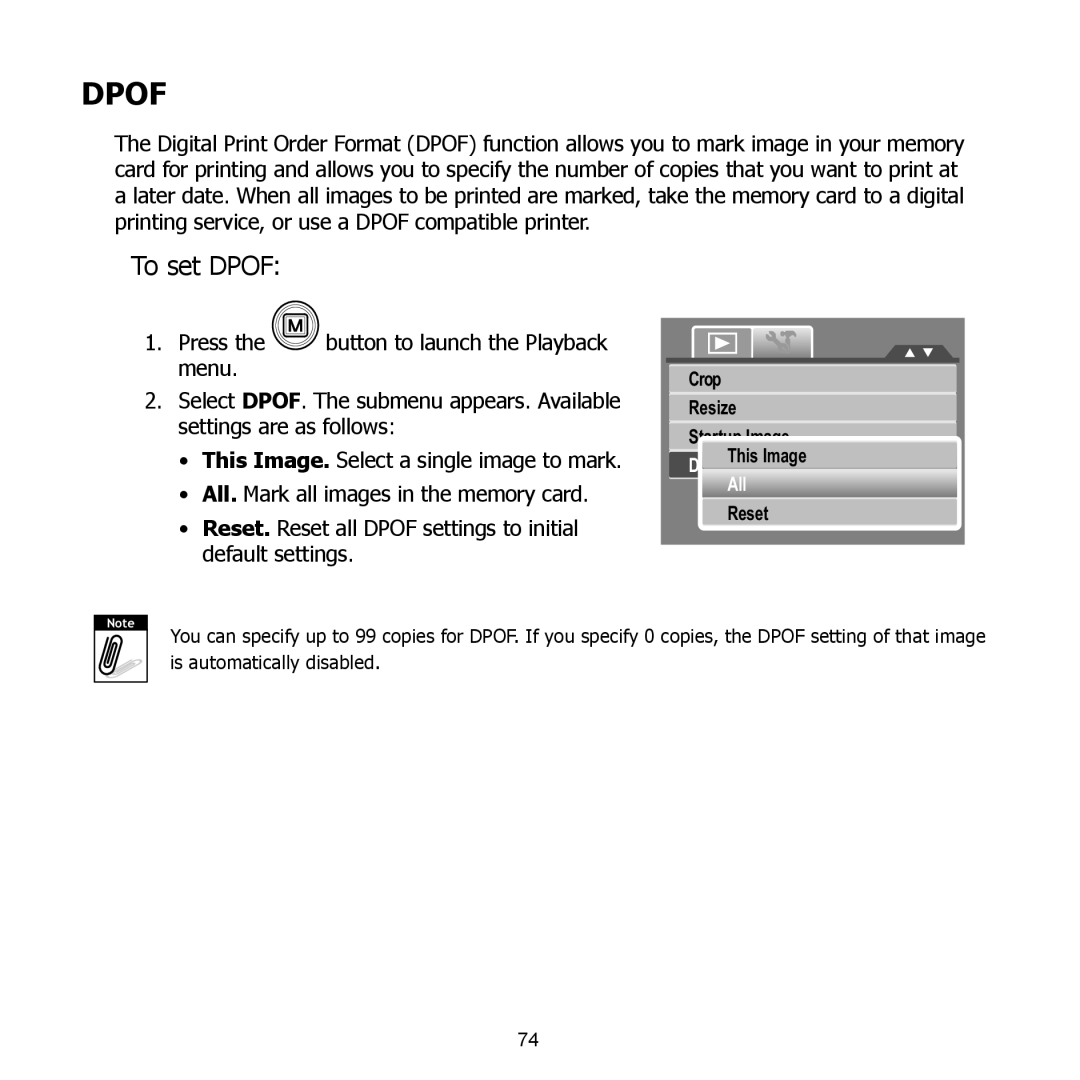 HP PW550 manual To set Dpof 