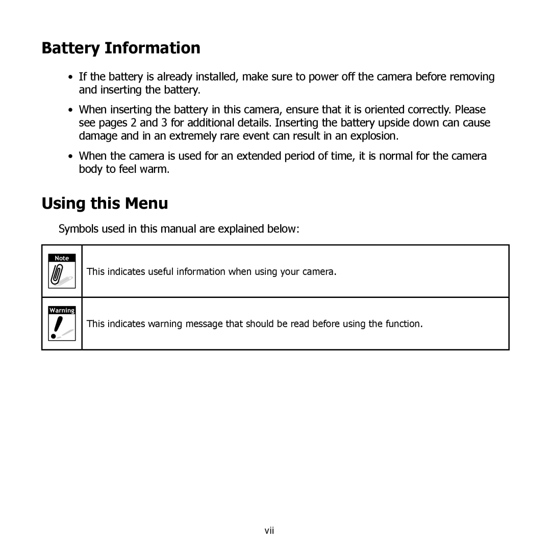 HP PW550 Battery Information, Using this Menu, Symbols used in this manual are explained below 