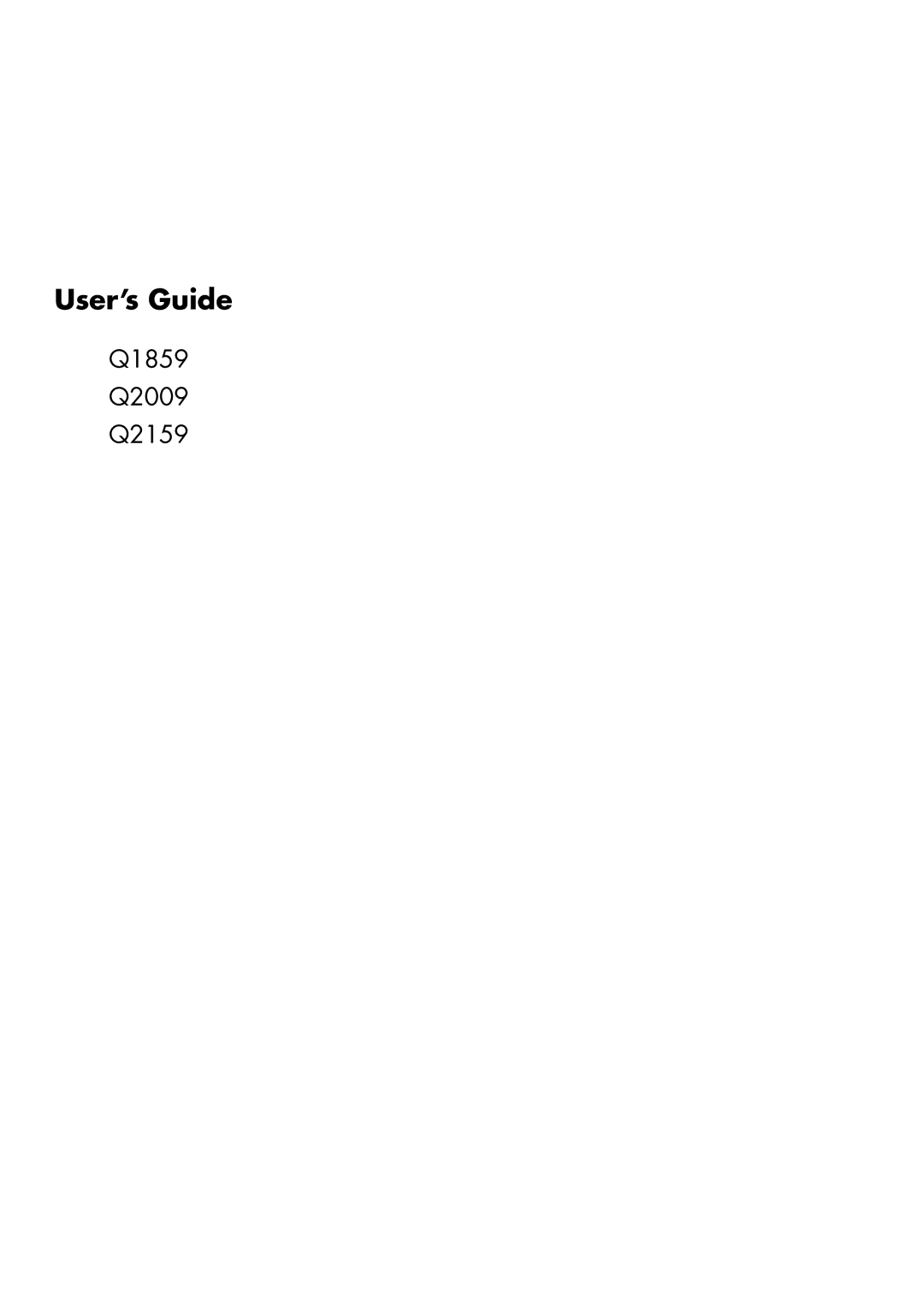 HP manual User’s Guide, Q1859 Q2009 Q2159 