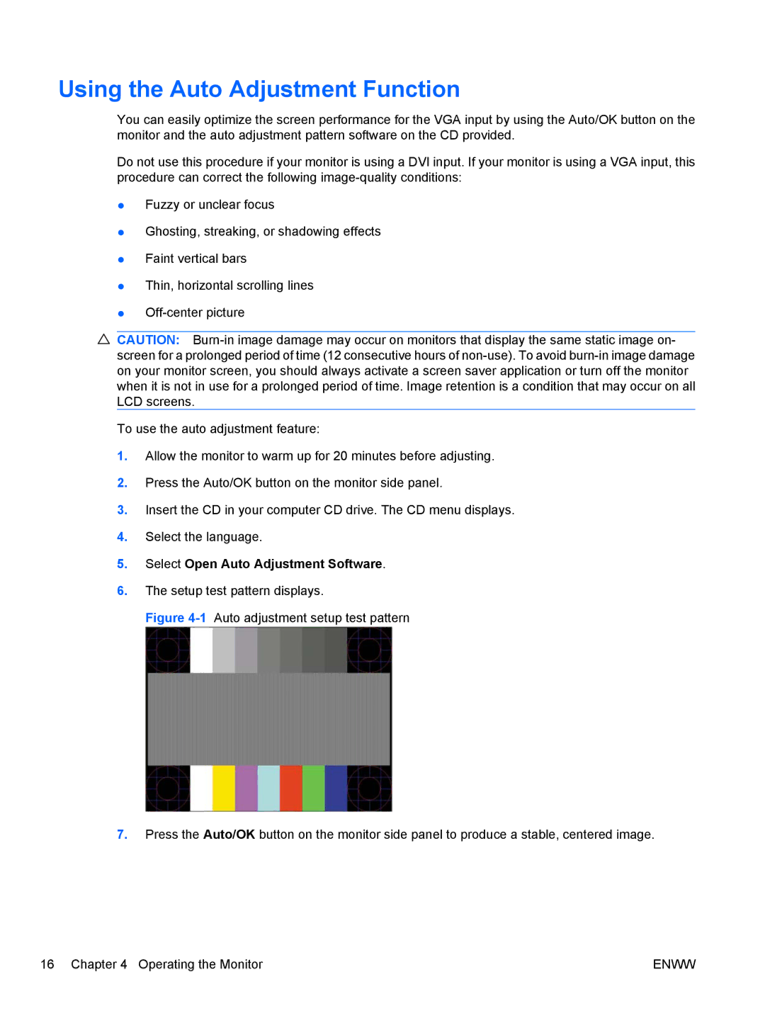 HP Q2010S, Q2210S, Q1910S manual Using the Auto Adjustment Function, Select Open Auto Adjustment Software 