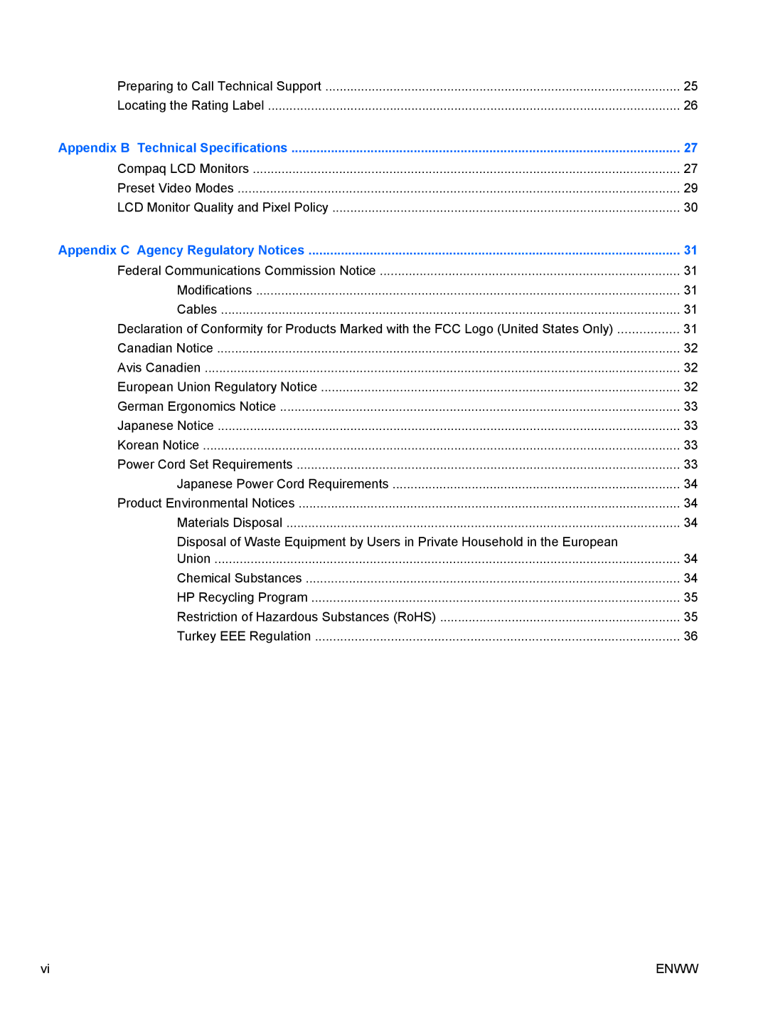 HP Q2210S, Q2010S, Q1910S manual Appendix B Technical Specifications 