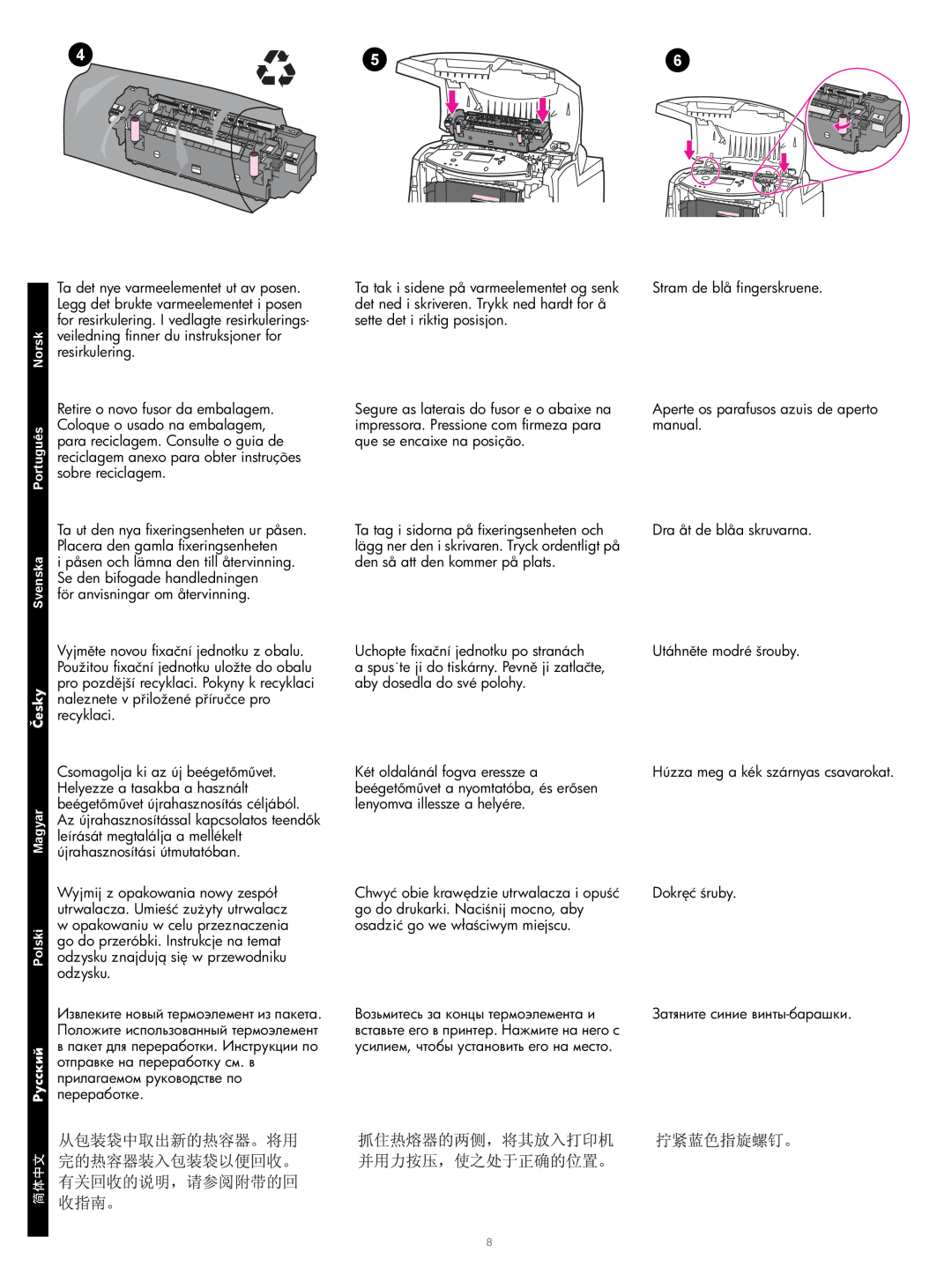 HP Q3677A 220V Image Fuser Kit, Q3676A 110V Image Fuser Kit, Q3675A Image Transfer Kit manual för anvisningar om återvinning 