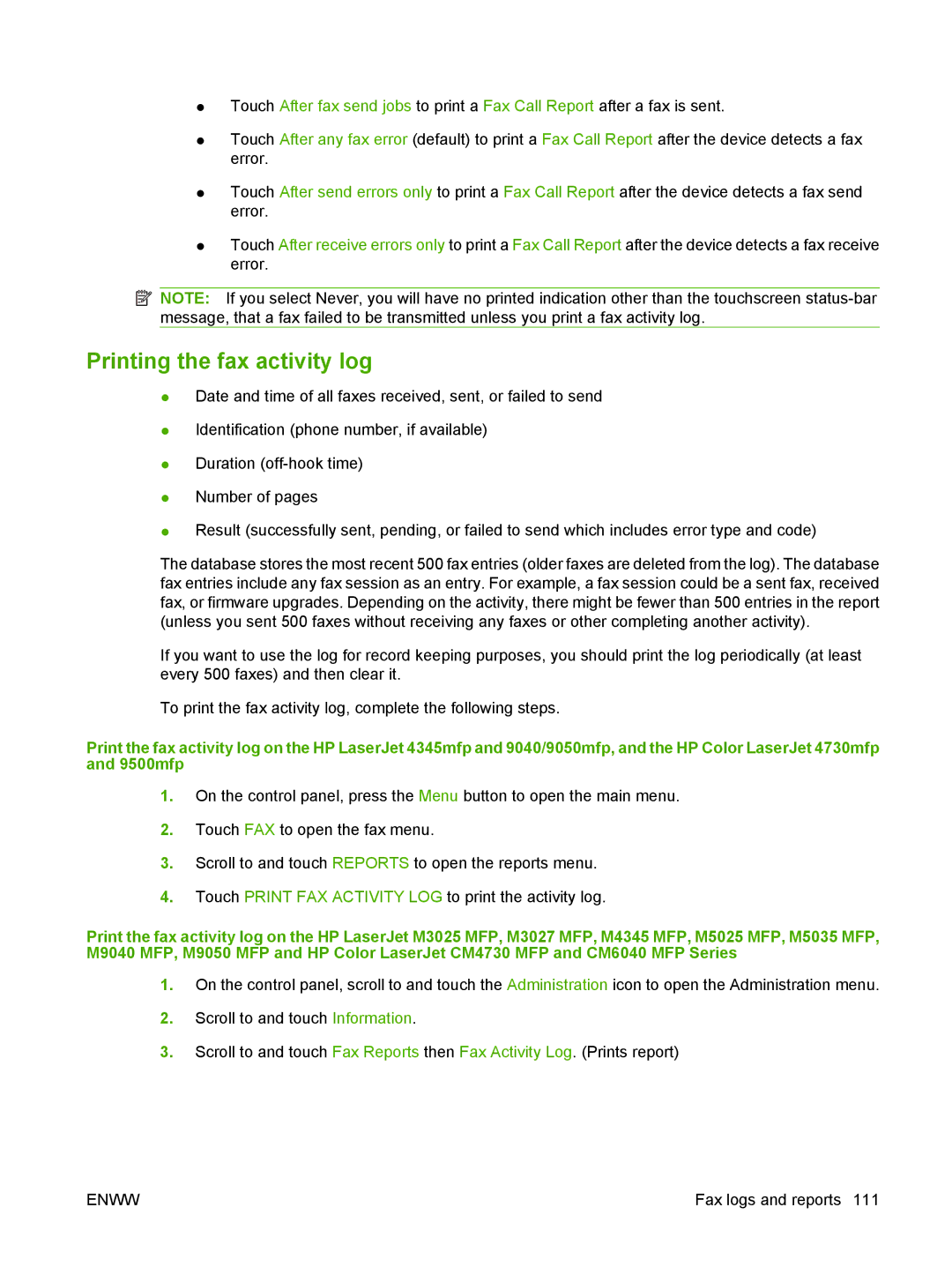 HP Q3701 manual Printing the fax activity log 