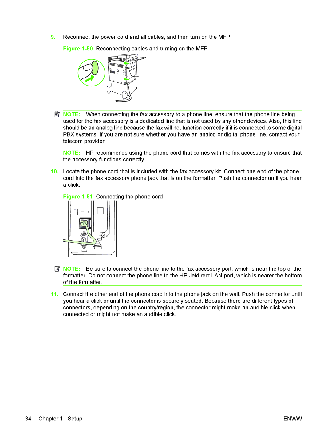 HP Q3701 manual Connecting the phone cord 