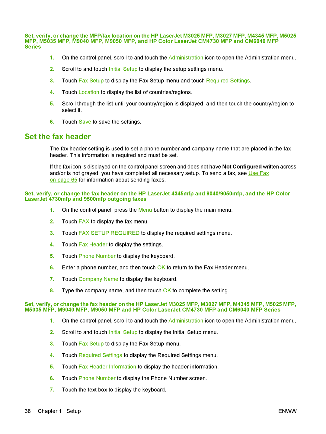 HP Q3701 manual Set the fax header 