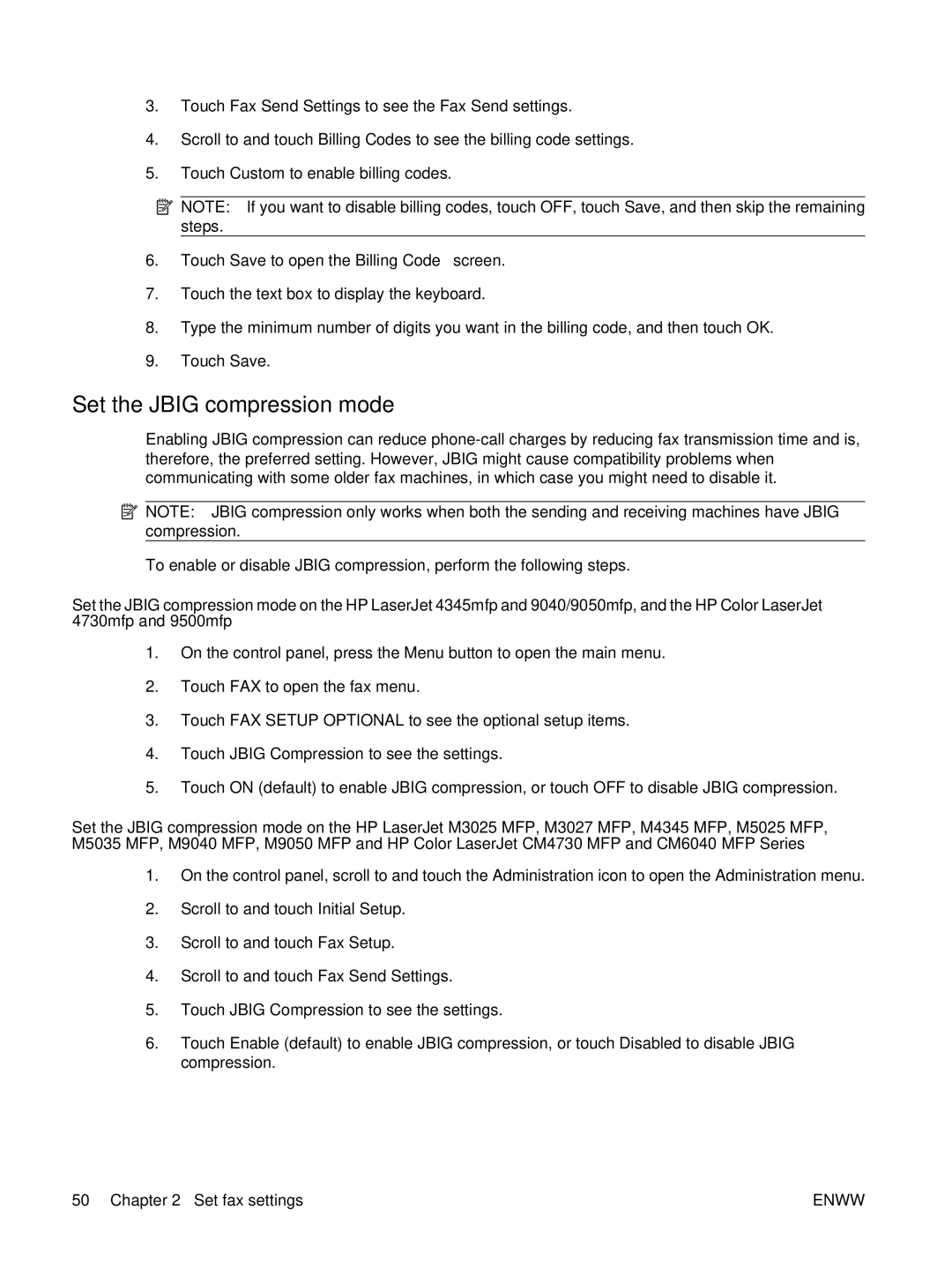 HP Q3701 manual Set the Jbig compression mode 