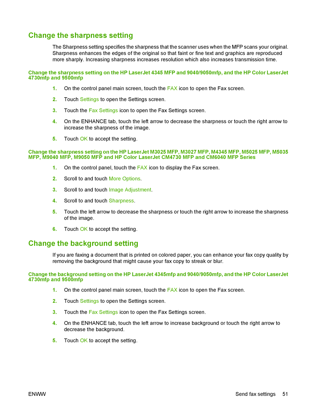 HP Q3701 manual Change the sharpness setting, Change the background setting 