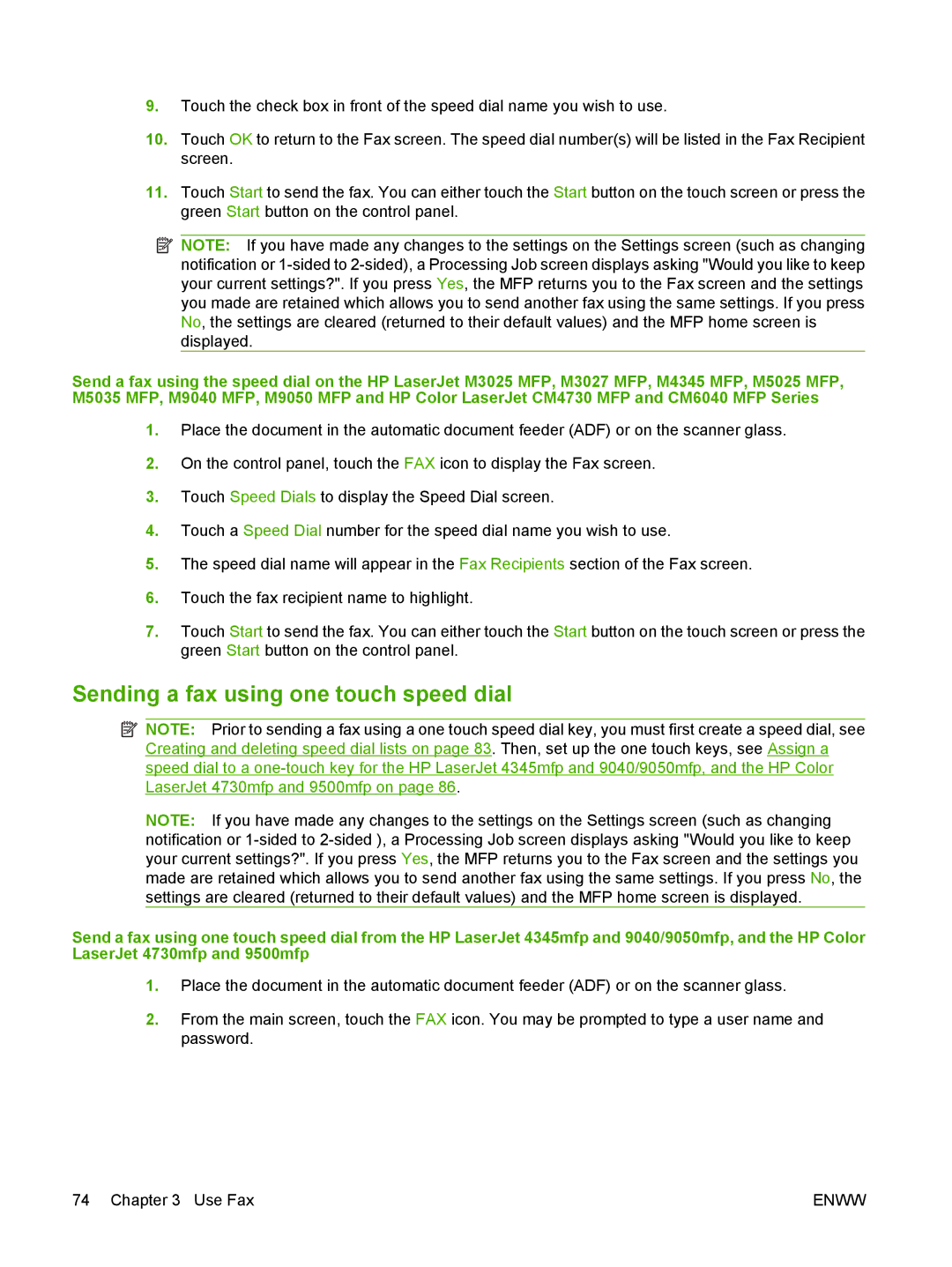 HP Q3701 manual Sending a fax using one touch speed dial 