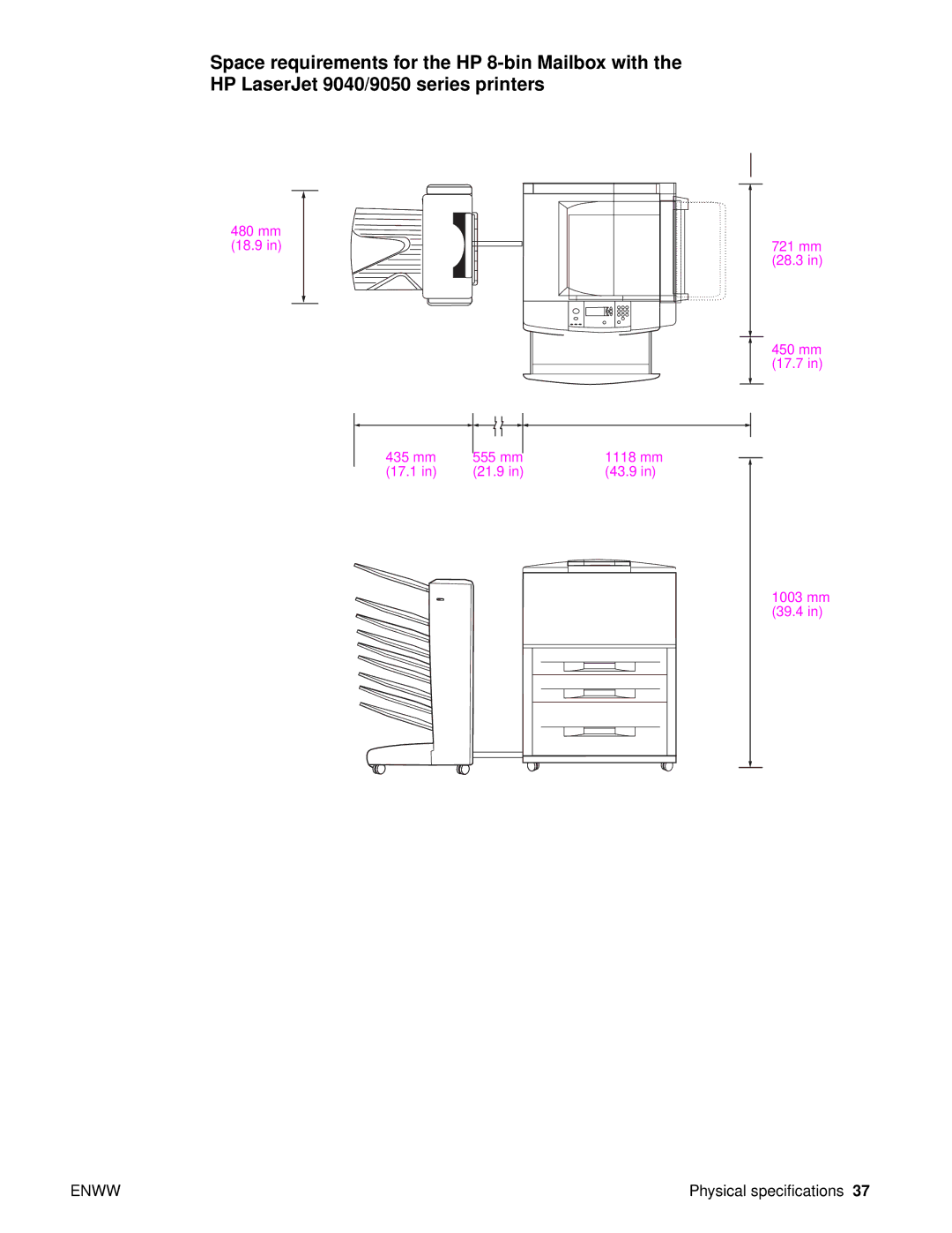 HP Q5693A manual 480 mm 18.9 435 mm 