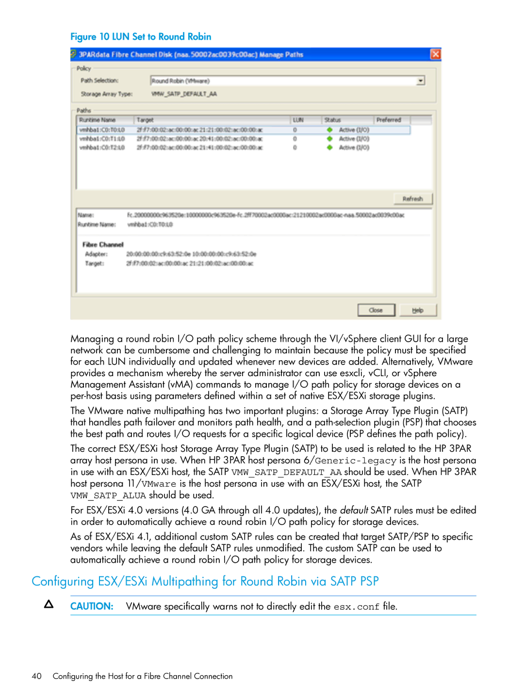 HP QR516B manual LUN Set to Round Robin 