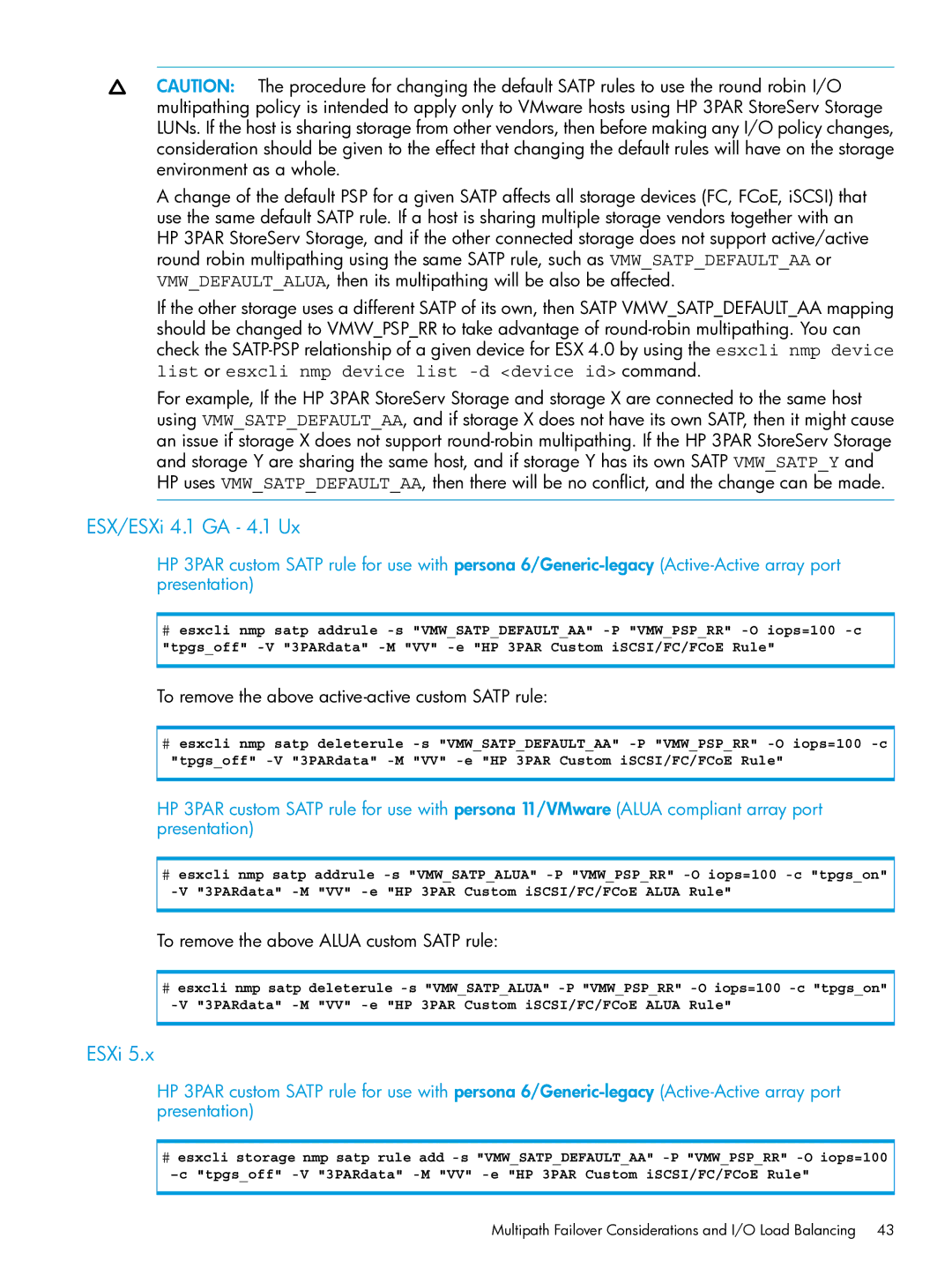 HP QR516B manual ESX/ESXi 4.1 GA 4.1 Ux 