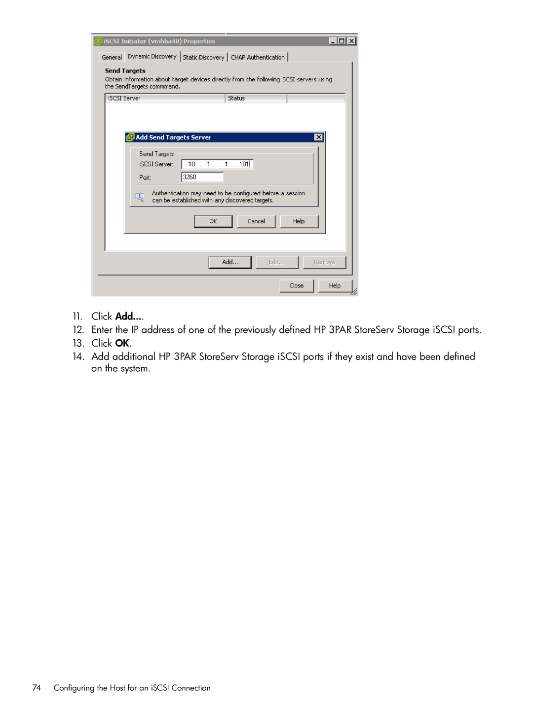 HP QR516B manual Configuring the Host for an iSCSI Connection 