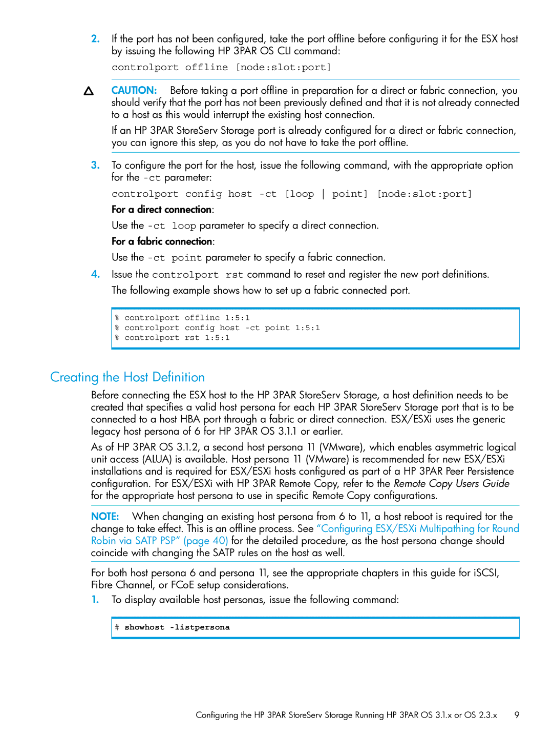 HP QR516B manual Creating the Host Definition, # showhost -listpersona 