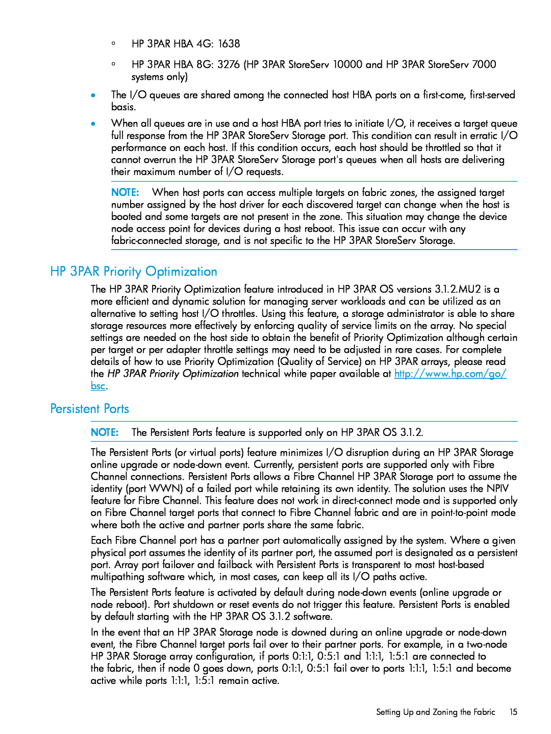 HP QR516B manual HP 3PAR Priority Optimization, Persistent Ports 