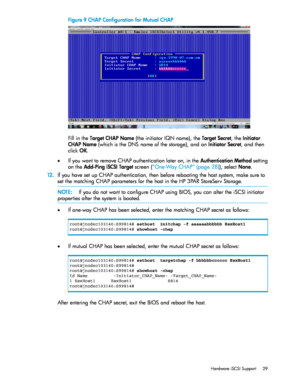 HP QR516B manual CHAP Configuration for Mutual CHAP 