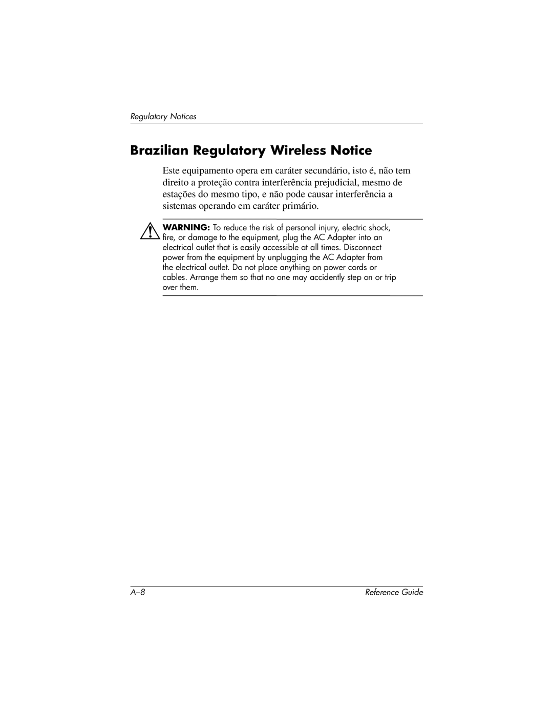 HP QuickSpecs h5400 manual Brazilian Regulatory Wireless Notice 