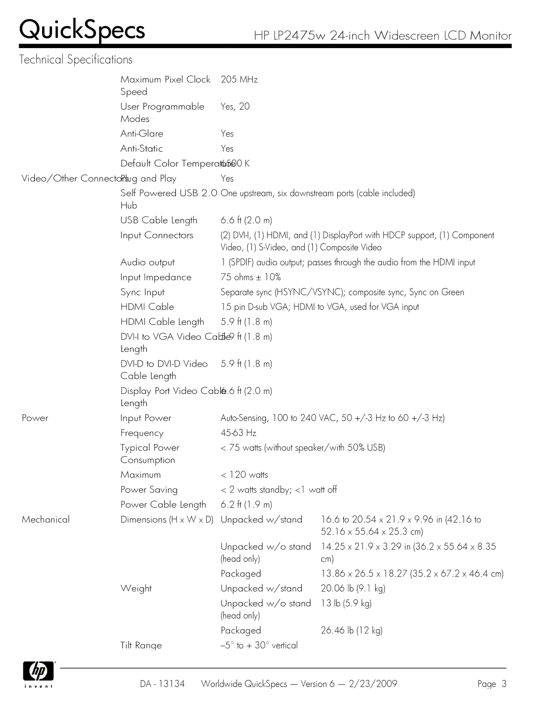 HP QUICKSPECS KD911A4 manual Video, 1 S-Video, and 1 Composite Video 