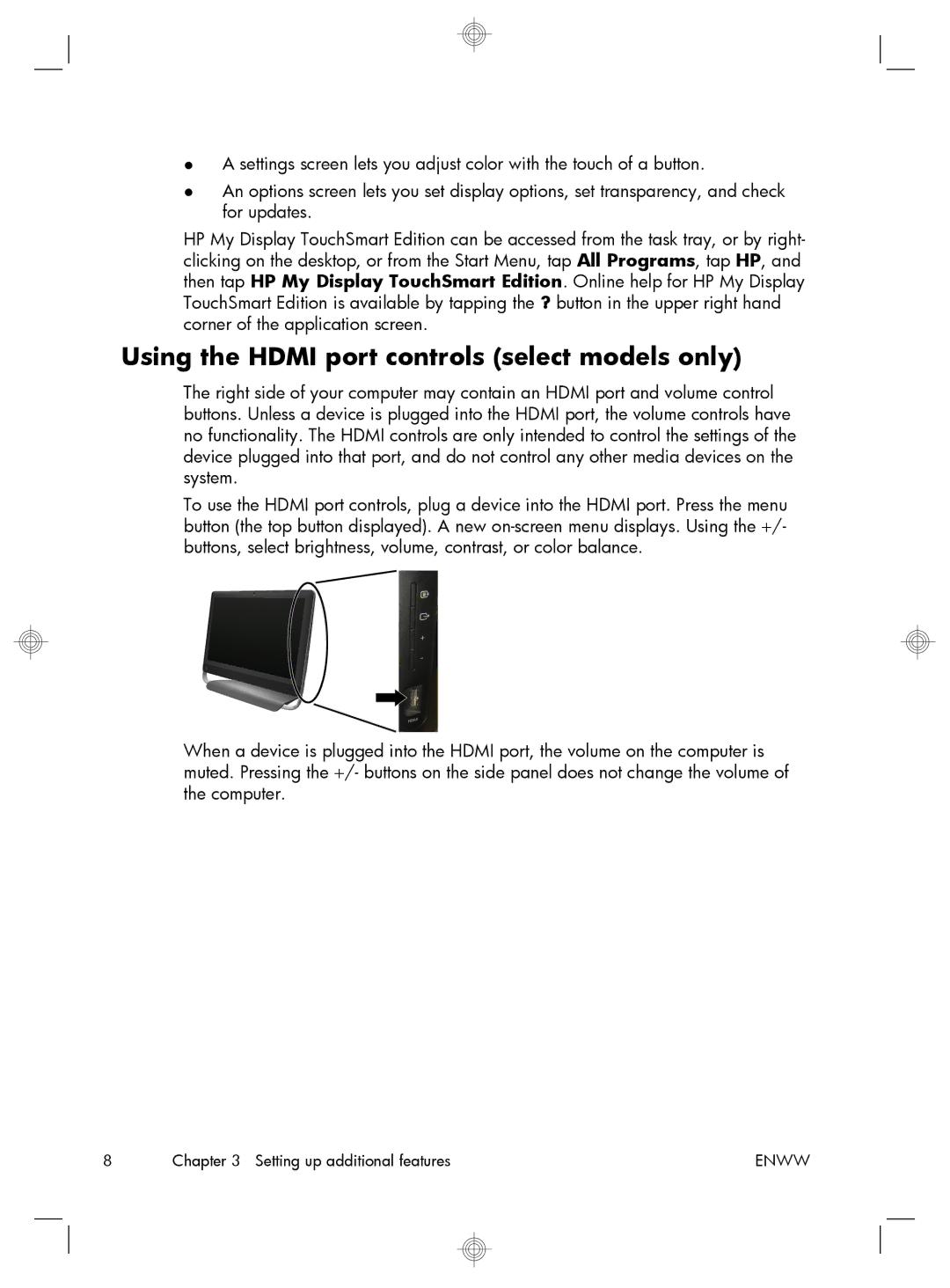 HP H8-1237C, QW694AA, P7-1241, P7-1269c, P7-1234, P7-1240, EH81220, H8-1214 manual Using the Hdmi port controls select models only 