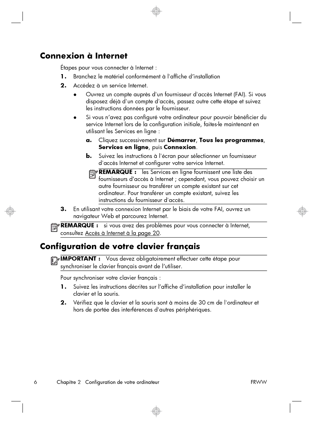 HP H8-1237C, QW694AA, P7-1241, P7-1269c, P7-1234, P7-1240 manual Connexion à Internet, Configuration de votre clavier français 