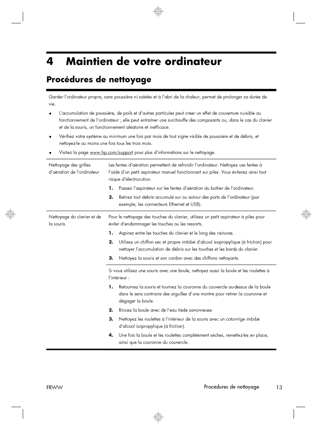 HP P7-1241, QW694AA, P7-1269c, P7-1234, H8-1237C, P7-1240, EH81220 manual Maintien de votre ordinateur, Procédures de nettoyage 