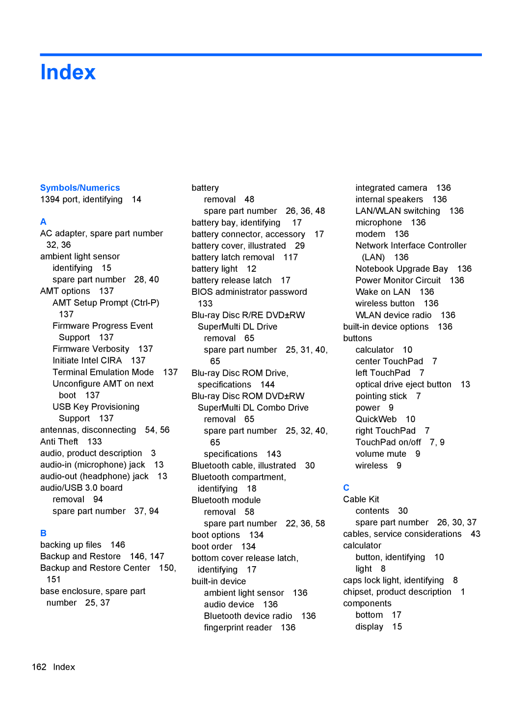 HP QX882US manual Index 