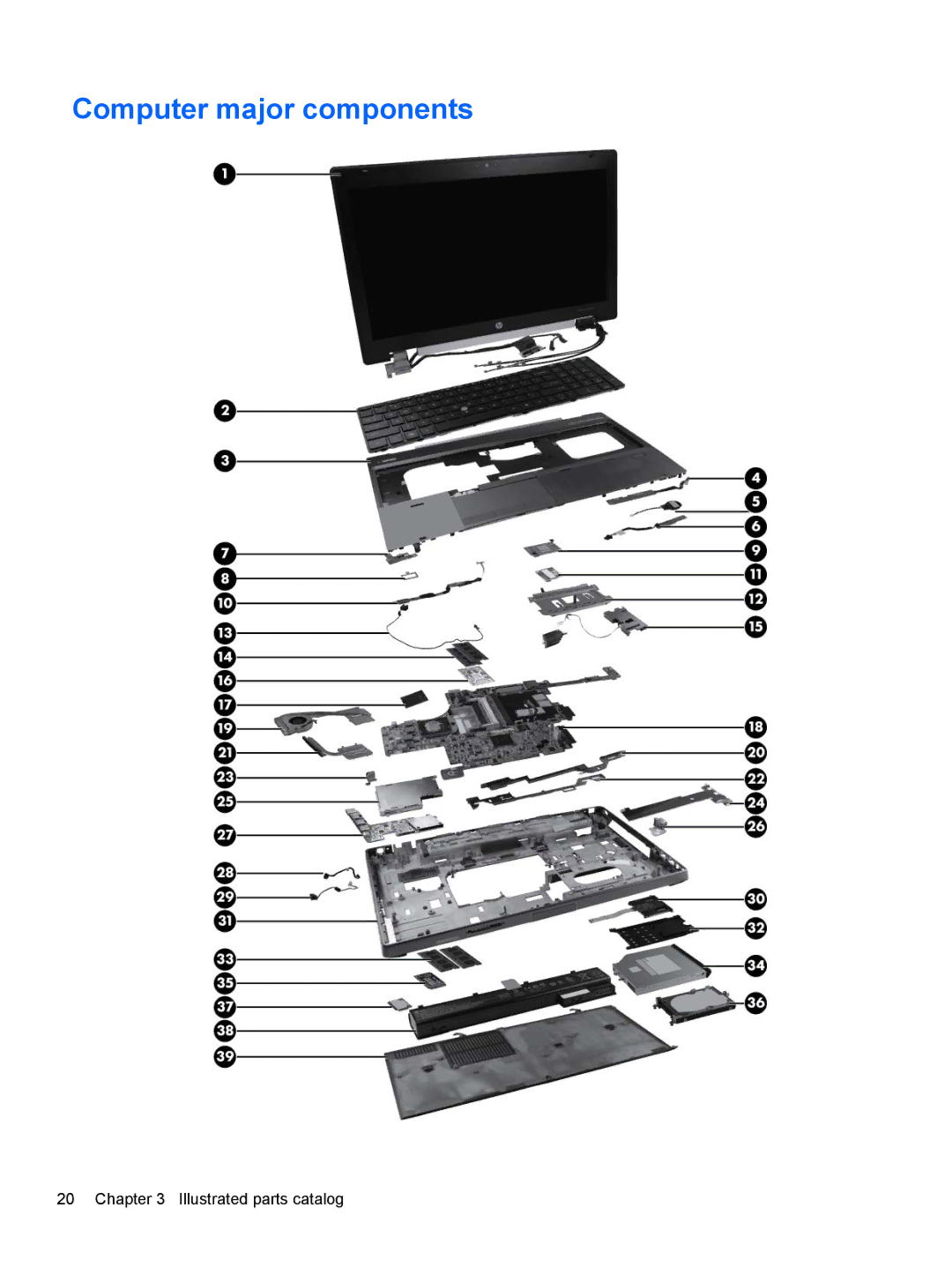 HP QX882US manual Computer major components, Illustrated parts catalog 