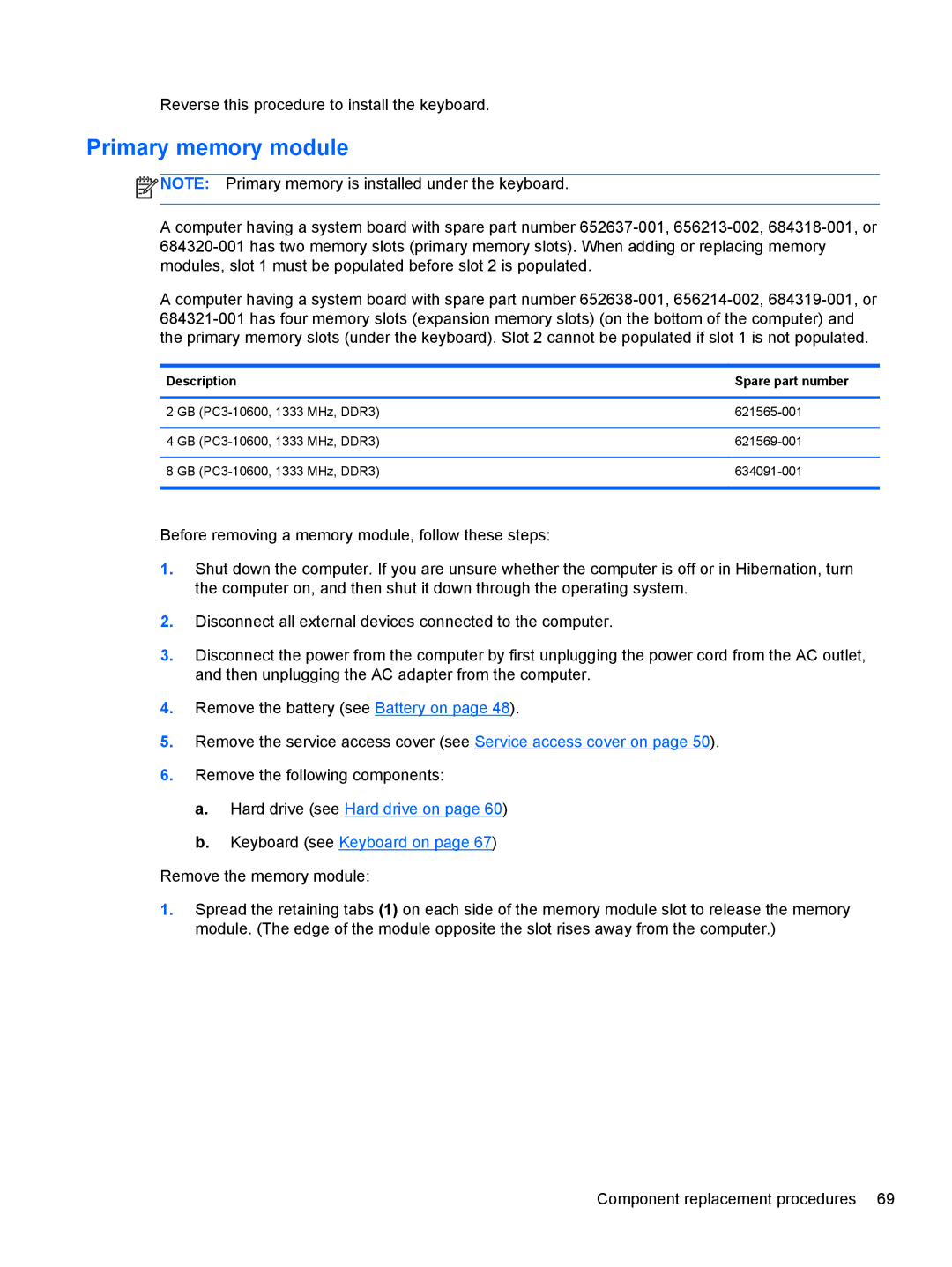 HP QX882US manual Primary memory module, Hard drive see Hard drive on Keyboard see Keyboard on 