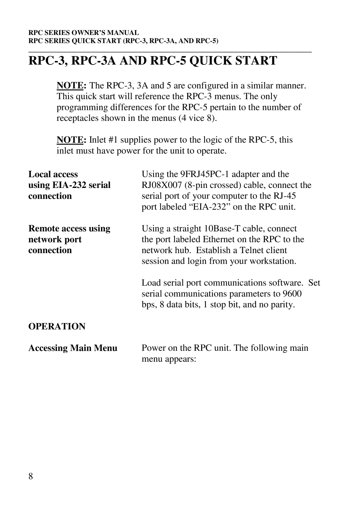 HP R-2A, R-2 MD01, R-3A, R-2 RDR manual RPC-3, RPC-3A and RPC-5 Quick Start, Remote access using, Network port 