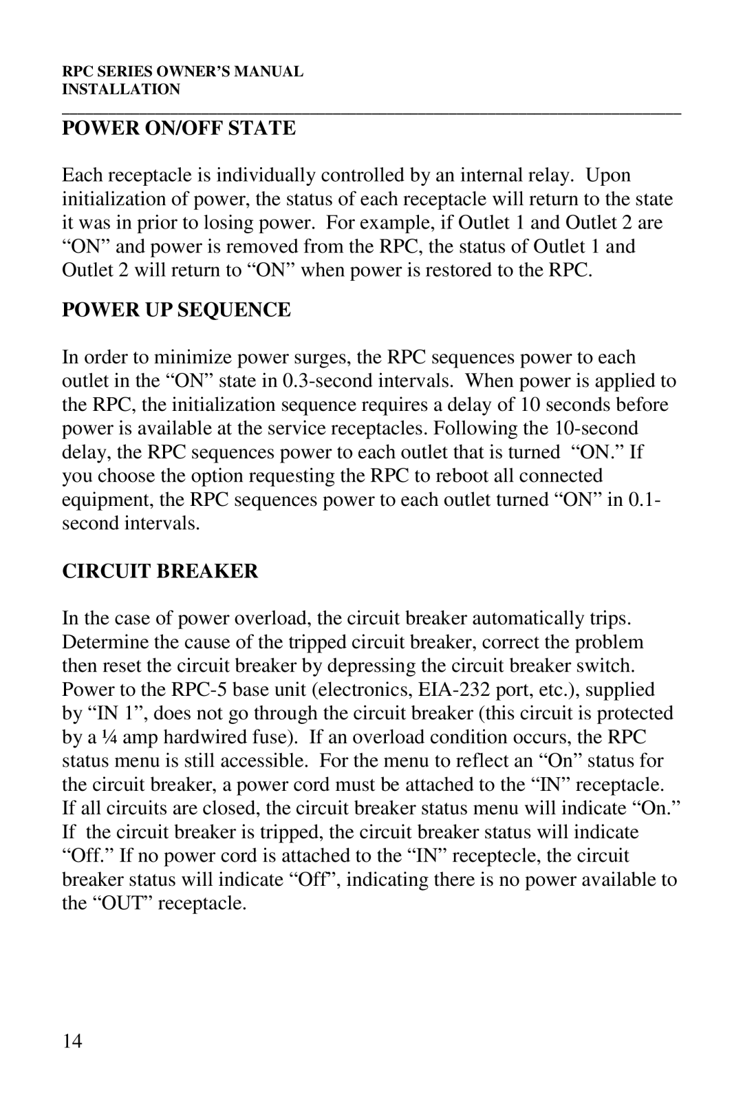 HP R-2 MD01, R-2A, R-3A, R-2 RDR manual Power ON/OFF State, Power UP Sequence, Circuit Breaker 