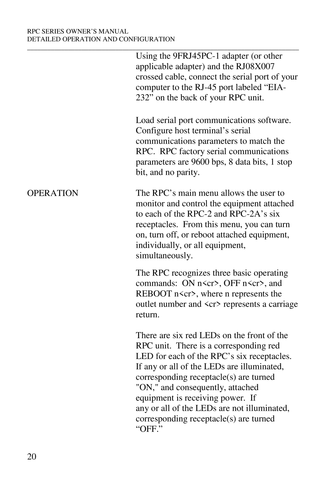 HP R-3A, R-2A, R-2 MD01, R-2 RDR manual RPC’s main menu allows the user to 