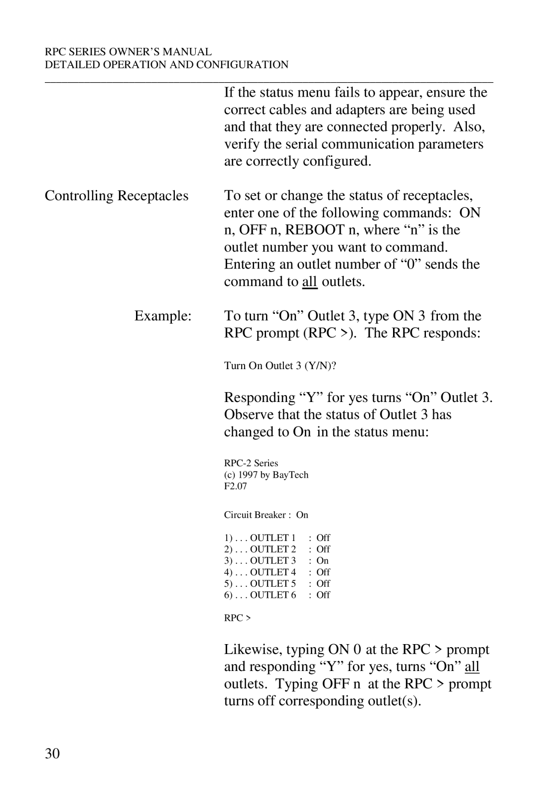 HP R-3A, R-2A, R-2 MD01, R-2 RDR manual Responding Y for yes turns On Outlet 