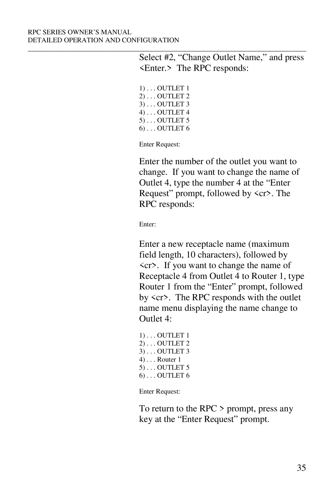 HP R-3A, R-2A, R-2 MD01, R-2 RDR manual Outlet Enter Request 