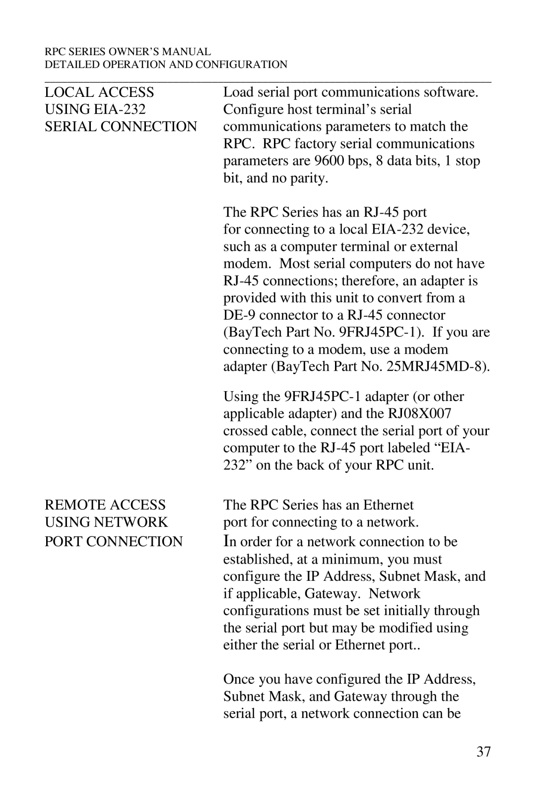 HP R-2 RDR, R-2A, R-2 MD01, R-3A manual Using EIA-232, Remote Access, Using Network, Port Connection 