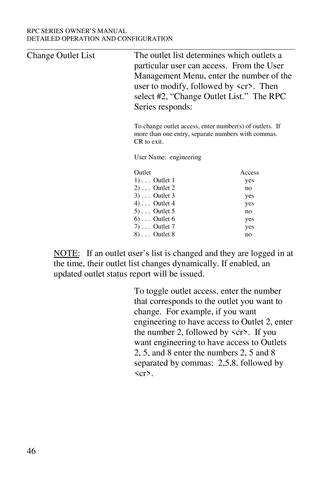 HP R-2A, R-2 MD01, R-3A, R-2 RDR manual To change outlet access, enter numbers of outlets. If 