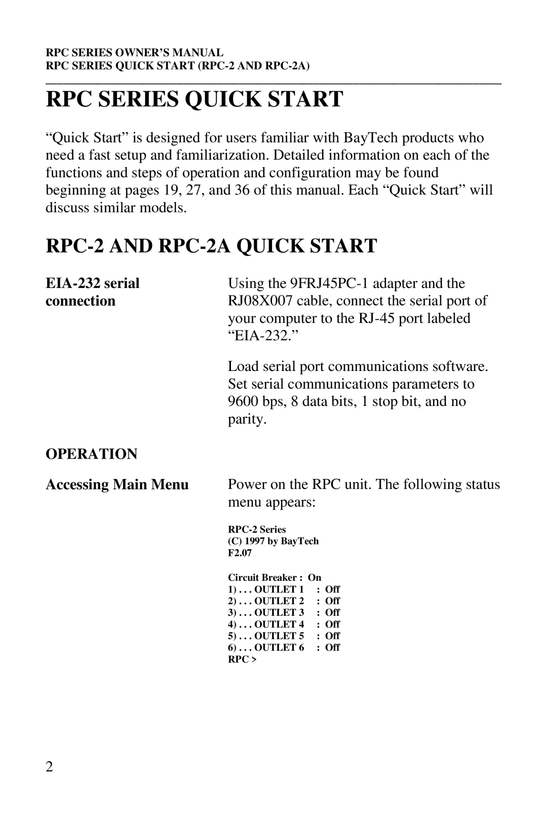 HP R-2 RDR, R-2A, R-2 MD01, R-3A manual RPC Series Quick Start, RPC-2 and RPC-2A Quick Start, Operation 