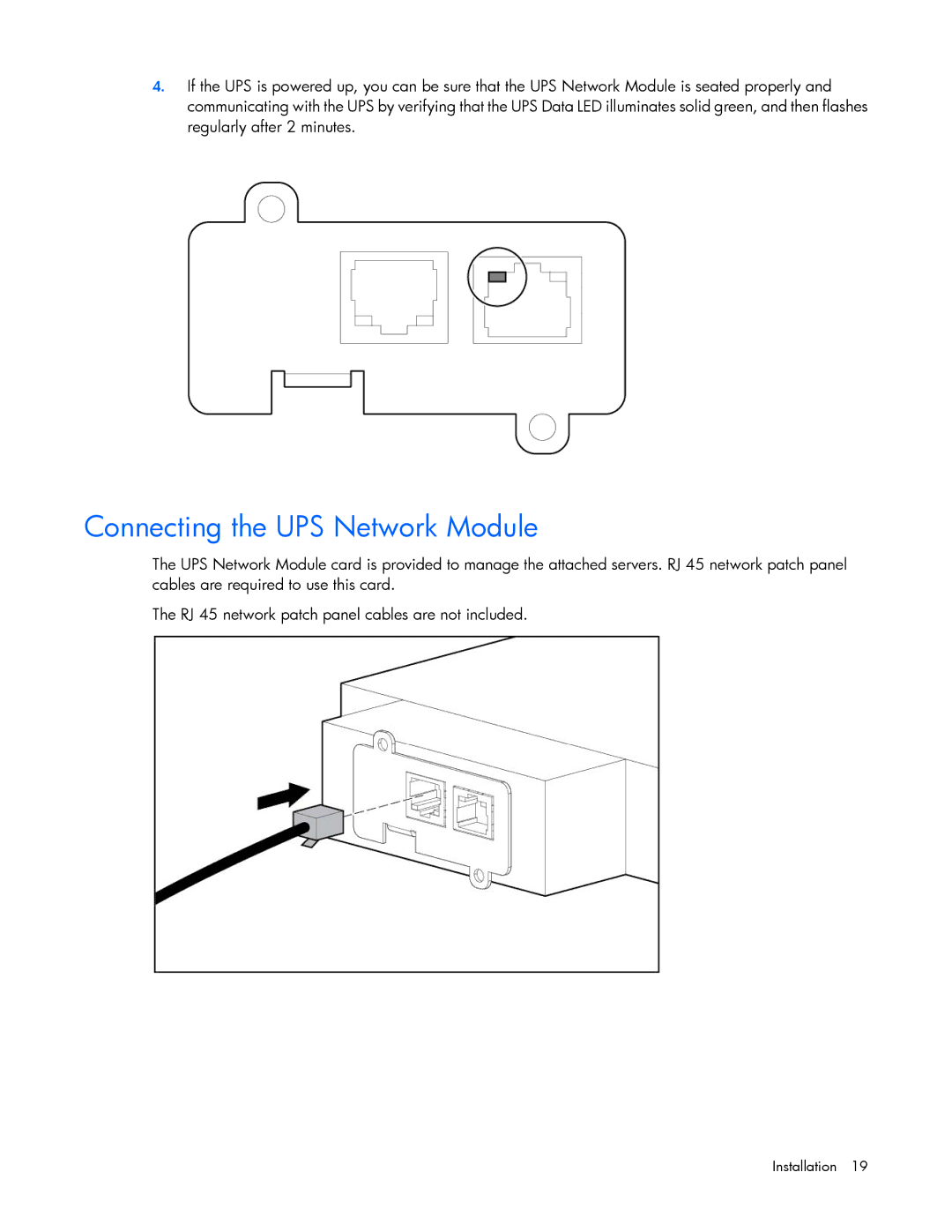 HP R1500 G3 UPS manual Connecting the UPS Network Module 